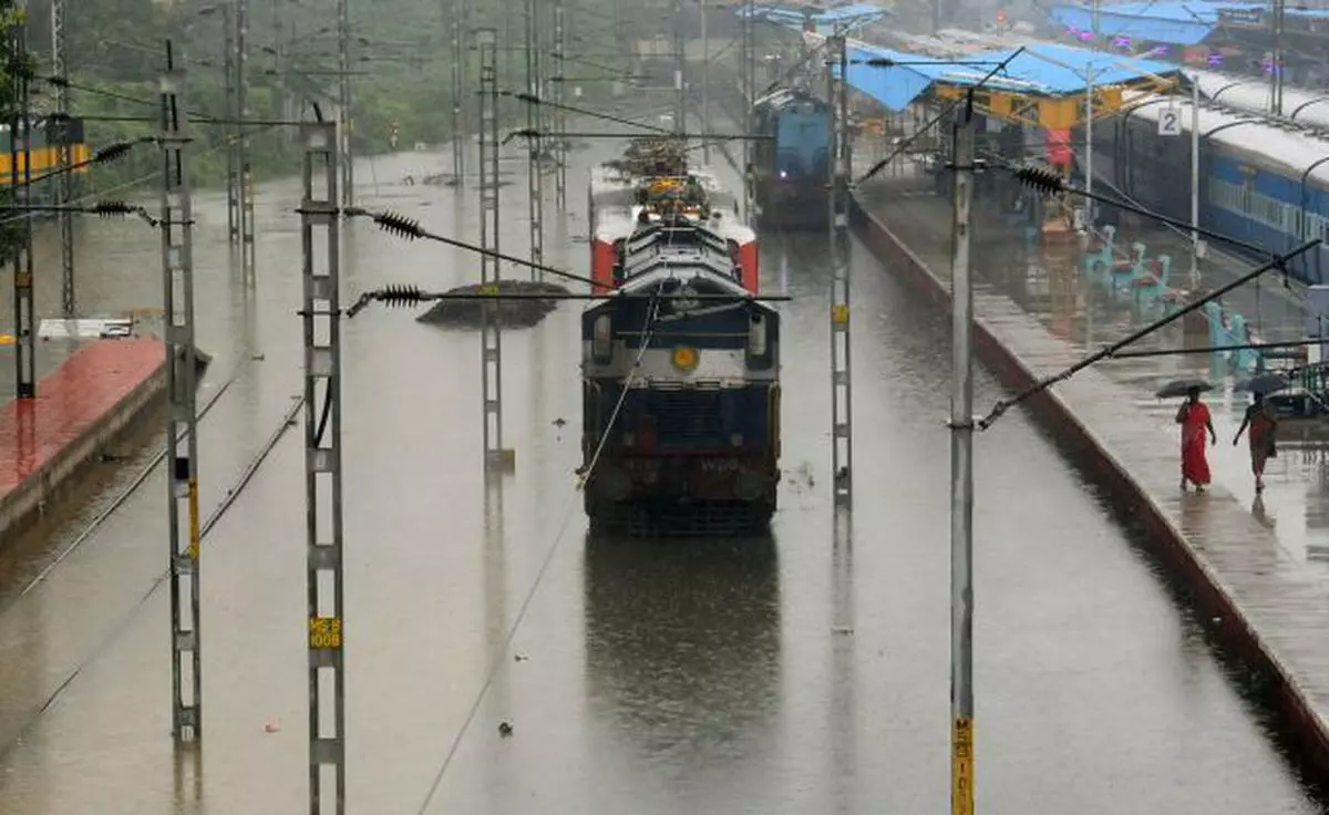 CHENNAI, 13112015 Railway track are flooded due to heavy rain at Egmore Railway Station. Photo R. Ragu
